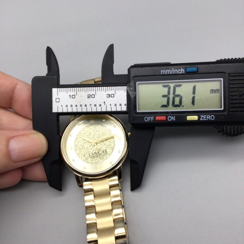 Coach Brand Watch Women 36mm Gold Tone Glitter Dial Logo New Battery 7.25" - Picture 11 of 13